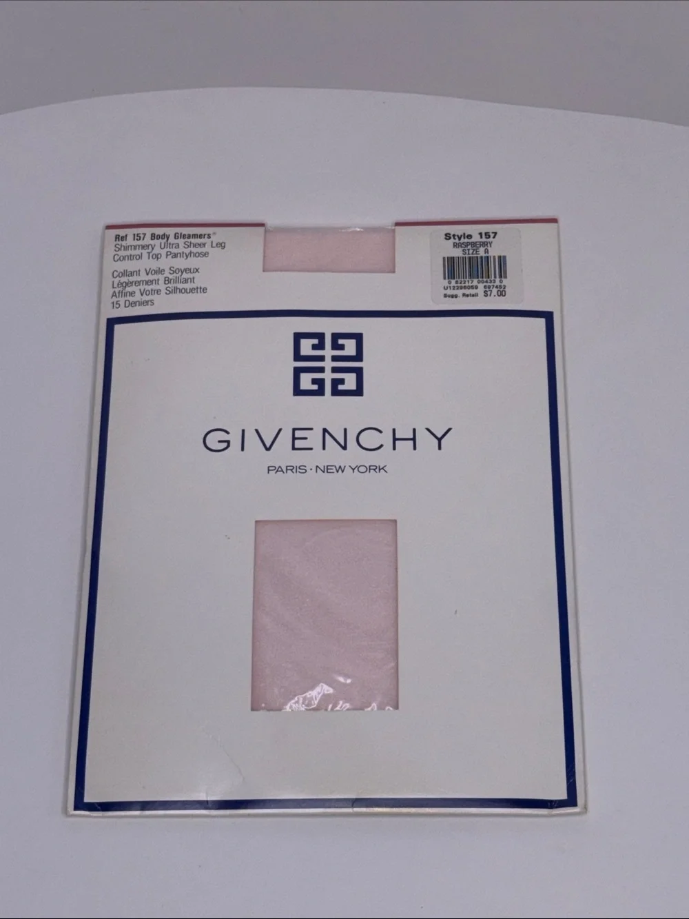 VINTAGE 1990 Givenchy Pale Pink Sheer Control Top Shimmer Hosiery Rasberry SizeA